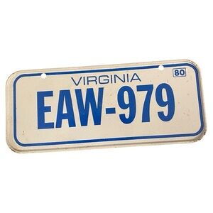 Mini 1980 Virginia Novelty License Plate​​